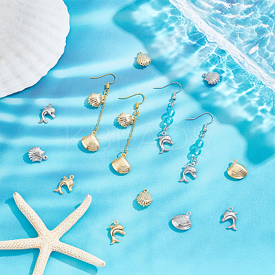 48Pcs 6 Style 304 Stainless Steel Charms STAS-UN0054-81-1