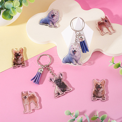 12Pcs 4 Styles Printed Acrylic Pendants OACR-TA0004-14B-1