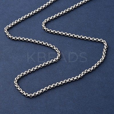 3MM 304 Stainless Steel Rolo Chain Necklaces NJEW-P338-08P-1