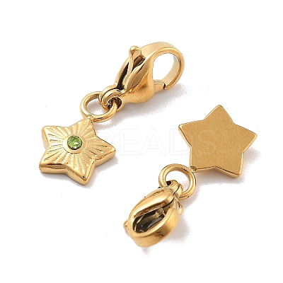Star 304 Stainless Steel Rhinestone Pendant Decorations STAS-M092-11G-1