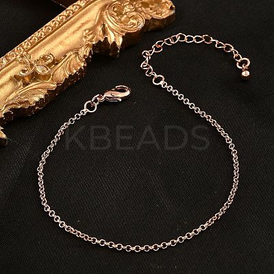 Brass Rolo Chain Bracelets for Women BJEW-G735-05RG-1