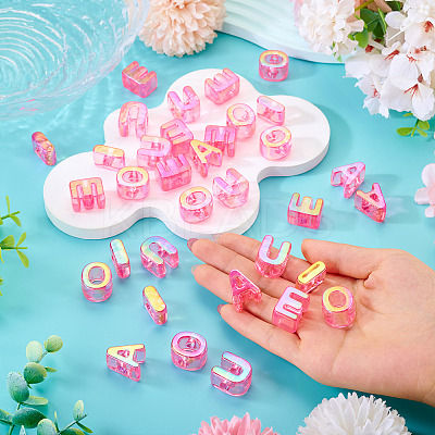 50Pcs 5 Styles UV Plating Rainbow Iridescent Acrylic Beads OACR-TA0004-93C-1