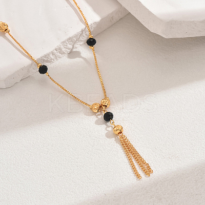 Fashionable Real 18K Gold Plated Brass Tassel Pendant Box Chain Necklaces for Women XU0718-4-1