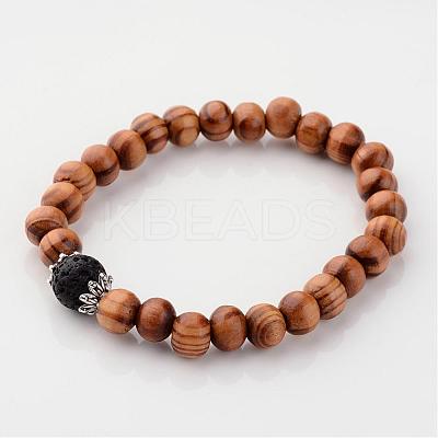 Wood Stretch Bracelets BJEW-JB02404-01-1