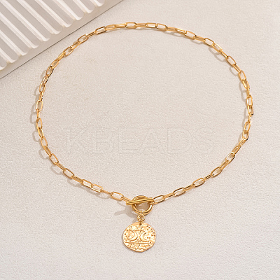 Elegant Brass Star Moon Pendant Paperclip Chain Mecklaces for women TP5799-1
