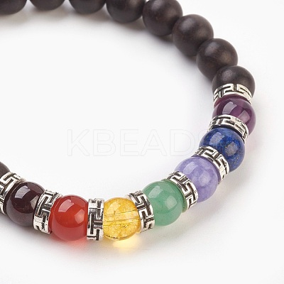 Natural Gemstone Stretch Bracelets BJEW-JB03824-01-1