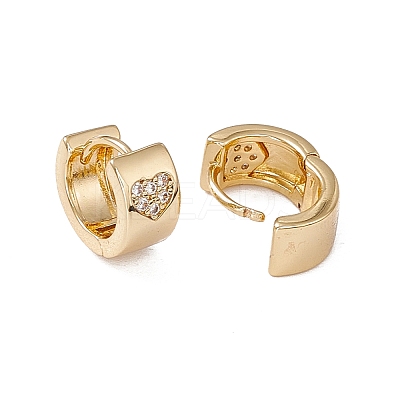 Clear Cubic Zirconia Heart Pattern Thick Hoop Earrings EJEW-F294-10C-G-1