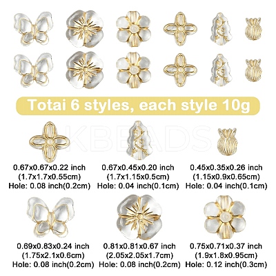 60G 6 Styles Metal Enlaced Transparent Acrylic Beads MACR-YW0003-43-1