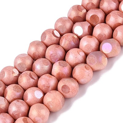 Ombre Effect Dyed Electroplate Opaque Glass Beads Strands EGLA-Q130-01A-17-1