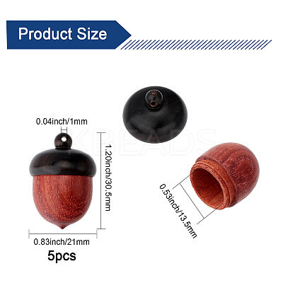 Wooden Acorn Box Jewelry Pendants LS-WOOD-WH0025-80-1