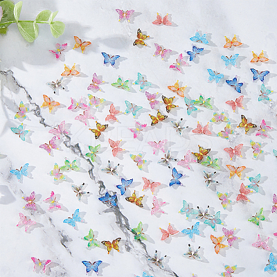 120Pcs 12 Colors Butterfly Resin Cabochon MRMJ-FH0001-44-1