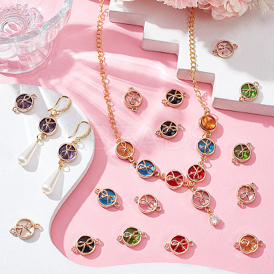 32Pcs 8 Colors Glass connector Charms GLAA-PH0002-22-1