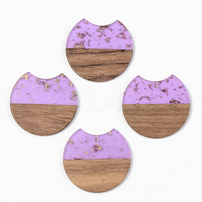 Transparent Resin & Walnut Wood Pendants LS-RESI-S389-001A-B01-1