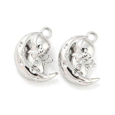 Brass Micro Pave Cubic Zirconia Pendants KK-E090-23P-1