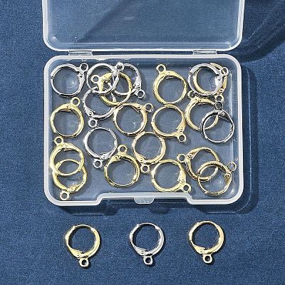 12Pcs 3 Colors Rack Plating Brass Hoop Earring Settings KK-FS0001-45-1
