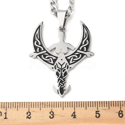 201 Stainless Steel Black Enamel Moon Goddess Pendant Necklaces NJEW-H065-10P-1