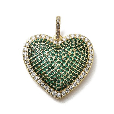Brass Micro Pave Cubic Zirconia Pendants KK-C090-43G-1