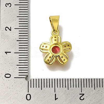 Flower Rack Plating Brass Micro Pave Cubic Zirconia Pendant KK-H485-01G-02-1