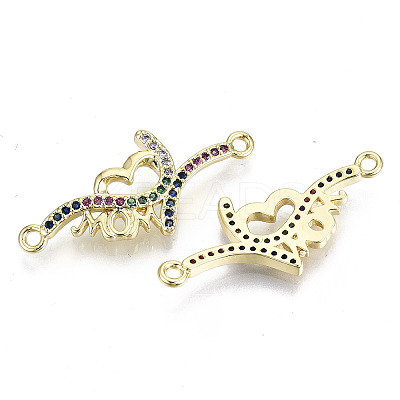 Brass Micro Pave Colorful Cubic Zirconia Links Connectors KK-S061-99G-NR-1