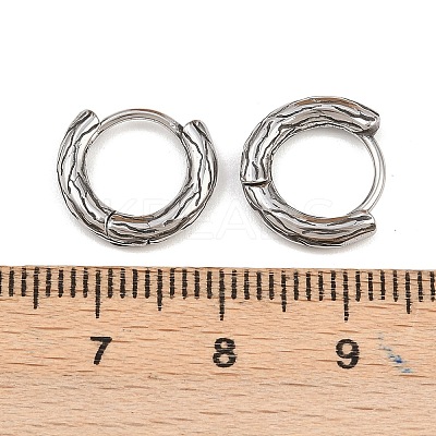316 Surgical Stainless Textured Hoop Earrings EJEW-C160-10C-AS-1