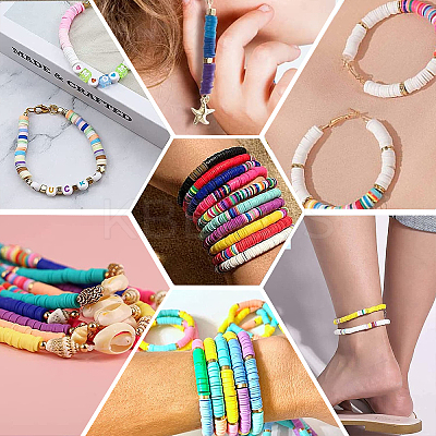 8Strands 4 Colors Handmade Polymer Clay Beads Strands CLAY-PH0001-54-1