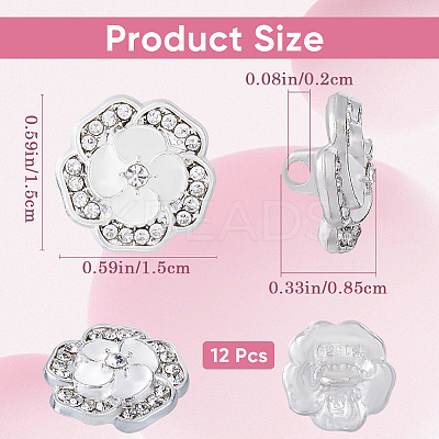12Pcs Alloy Rhinestone Shank Buttons BUTT-GF0003-66-1
