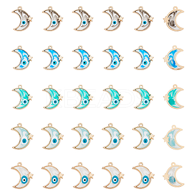 30Pcs 5 Colors Alloy Enamel Pendants ENAM-HY0001-05-1