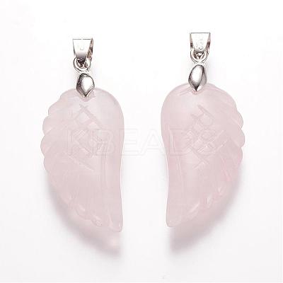 Natural Rose Quartz Pendants G-E339-02H-1