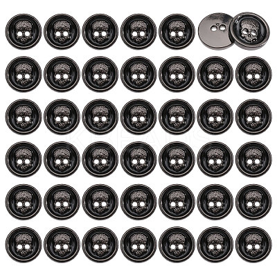 40Pcs 2-Hole Alloy Enamel Flat Round Buttons BUTT-CA0001-36B-1