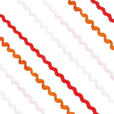 4 Strands 4 Colors Polyester Wave Bending Fringe Trim OCOR-GF0002-43C-1