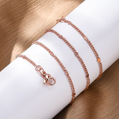 Brass Curb Chains Necklaces for Women NJEW-D302-09RG-1