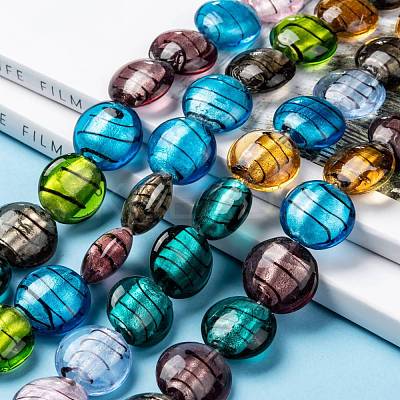 Handmade Silver Foil Glass Beads Strands SL109-1