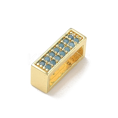 Brass Micro Pave Turquoise Cubic Zirconia Slide Charms KK-A300-12G-1