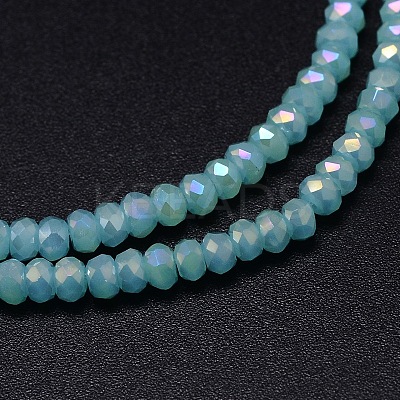 Faceted Rondelle Full Rainbow Plated Electroplate Glass Beads Strands EGLA-M004-3mm-B08-1