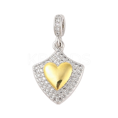 Rack Plating Brass Micro Pave Clear Cubic Zirconia Pendants KK-S380-37C-P-1