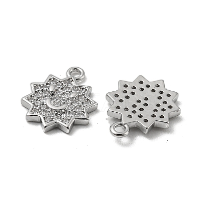 Brass Micro Pave Clear Cubic Zirconia Charms KK-H460-16P-1