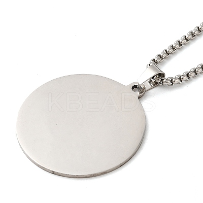 Non-Tarnish 201 Stainless Steel Pendant Necklace with Box Chains NJEW-H015-02P-1