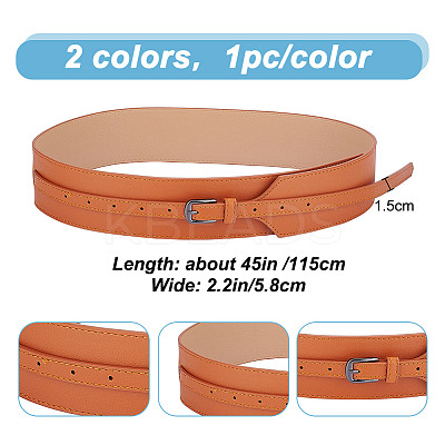 2Pcs 2 Colors PU Leather Chain Belts FIND-GO0001-58-1