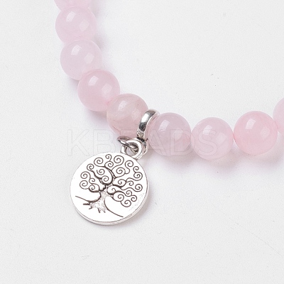 Natural Rose Quartz Stretch Bracelets BJEW-JB03771-04-1