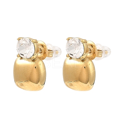 Glass Square Stud Earrings EJEW-G358-04G-03-1