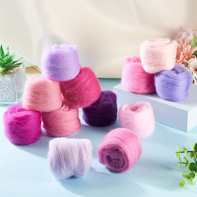 60G 12 Colors Needle Felting Wool Roving DIY-TA0012-85-1