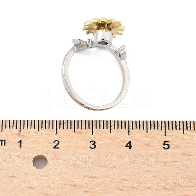 Sunflower and Dragonfly Rotatable Open Ring for Women RJEW-M139-16P-1
