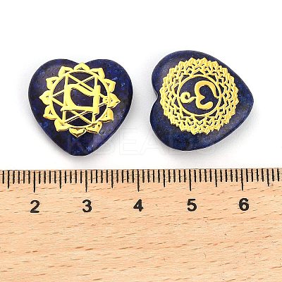 7Pcs 7 Styles Chakra Natural Dyed Sesame Jasper Love Heart Ornaments Figurines G-P533-01F-1-1