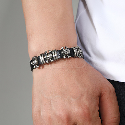 Alloy Skull Rivets Bracelet BJEW-C037-04A-1