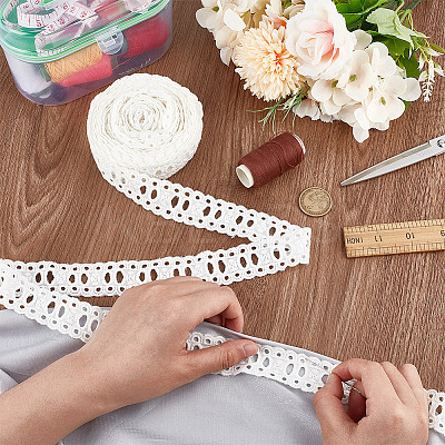15 Yards Cotton Embroidery Flower Hollow Lace Ribbon OCOR-DR0001-05-1