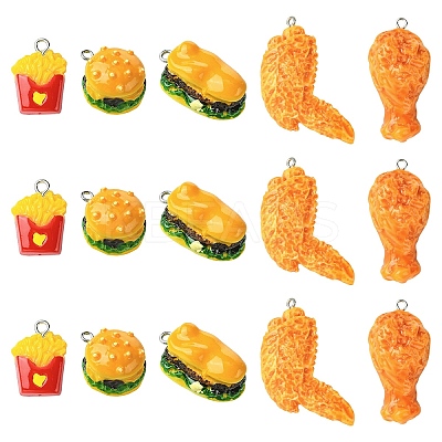 10Pcs 5 Styles Opaque Resin Pendants RESI-YW0005-23-1