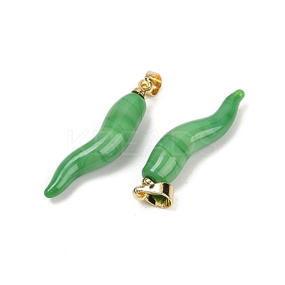 Handmade Lampwork with Brass Pendants KK-Q095-02B-02-1