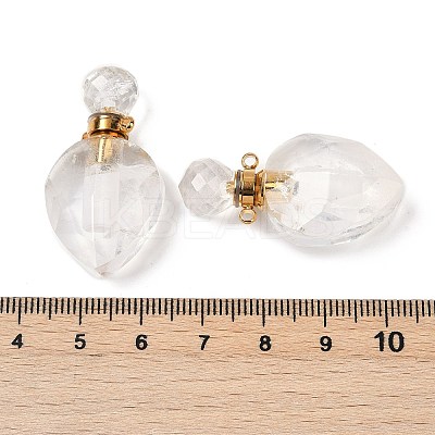Natural Quartz Crystal Faceted Teardrop Bottle Pendants G-A225-02G-03-1