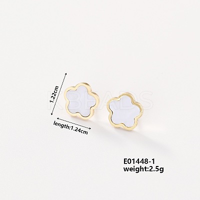 304 Stainless Steel Elegant Five-Leaf Flower Stud Earrings for Women AB2788-1-1
