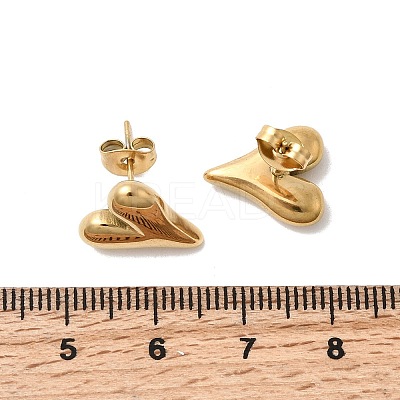 304 Stainless Steel Heart Stud Earrings LS-EJEW-F398-01G-1